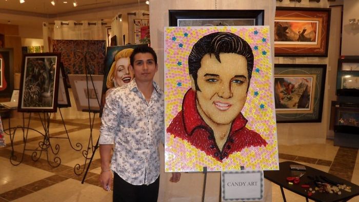 Celebrity Portraits Made Of Thousands Of Sweets Celebrity Portraits Made Of Thousands Of Sweets