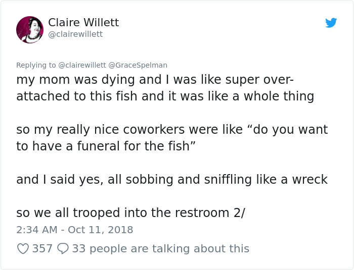 This Woman’s Co-Workers Hold A Funeral For Her Dead Fish And People Can’t Stop Laughing At How It Turned Out This Woman’s Co-Workers Hold A Funeral For Her Dead Fish And People Can’t Stop Laughing At How It Turned Out