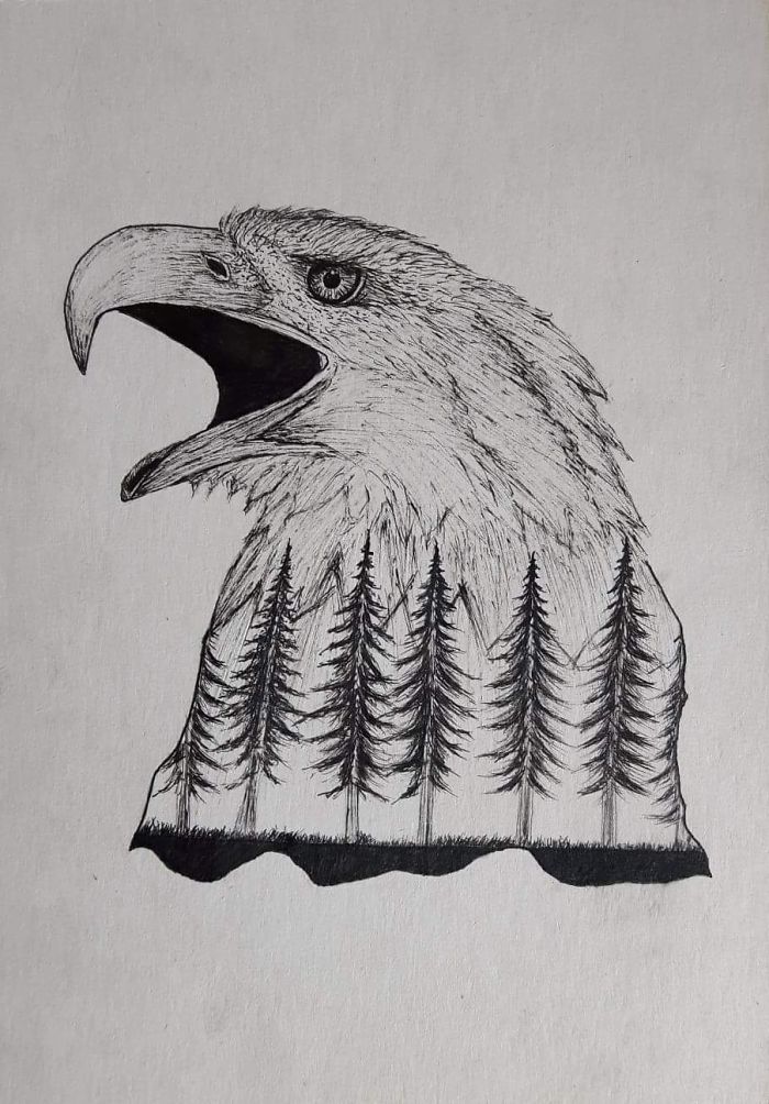 I Draw Wild Animals Using Dots And Double Exposure I Draw Wild Animals Using Dots And Double Exposure