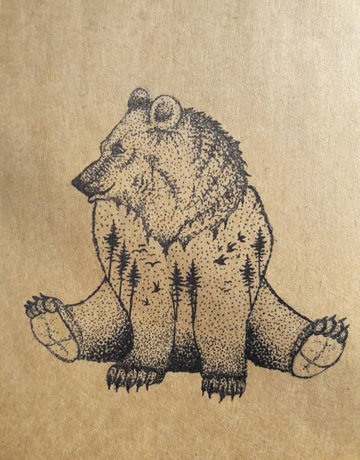 I Draw Wild Animals Using Dots And Double Exposure I Draw Wild Animals Using Dots And Double Exposure