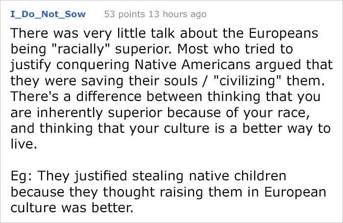 Guy Says That Native Americans Would Be ‘Starving To Death’ If They Weren’t Colonized, Regrets It Immediately Guy Says That Native Americans Would Be ‘Starving To Death’ If They Weren’t Colonized, Regrets It Immediately