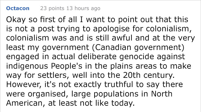 Guy Says That Native Americans Would Be ‘Starving To Death’ If They Weren’t Colonized, Regrets It Immediately Guy Says That Native Americans Would Be ‘Starving To Death’ If They Weren’t Colonized, Regrets It Immediately