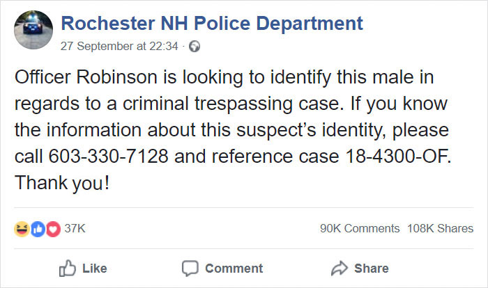 Police Asks People To Identify Trespasser And The Entire Internet &#8216;Recognizes&#8217; Him