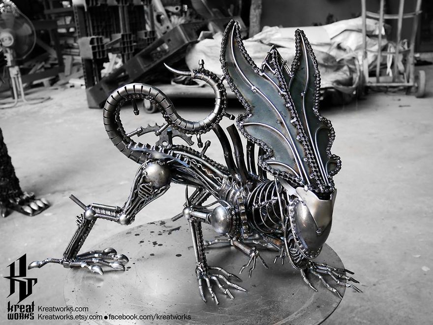 Artists Upcycle Metal Scrap Into Sculptures Of Famous Movie Characters