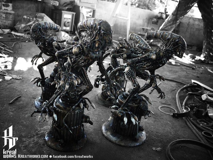 Artists Upcycle Metal Scrap Into Sculptures Of Famous Movie Characters