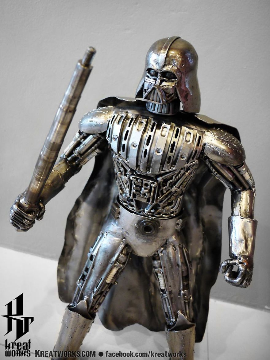 Artists Upcycle Metal Scrap Into Sculptures Of Famous Movie Characters