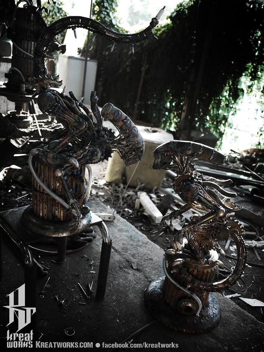 Artists Upcycle Metal Scrap Into Sculptures Of Famous Movie Characters