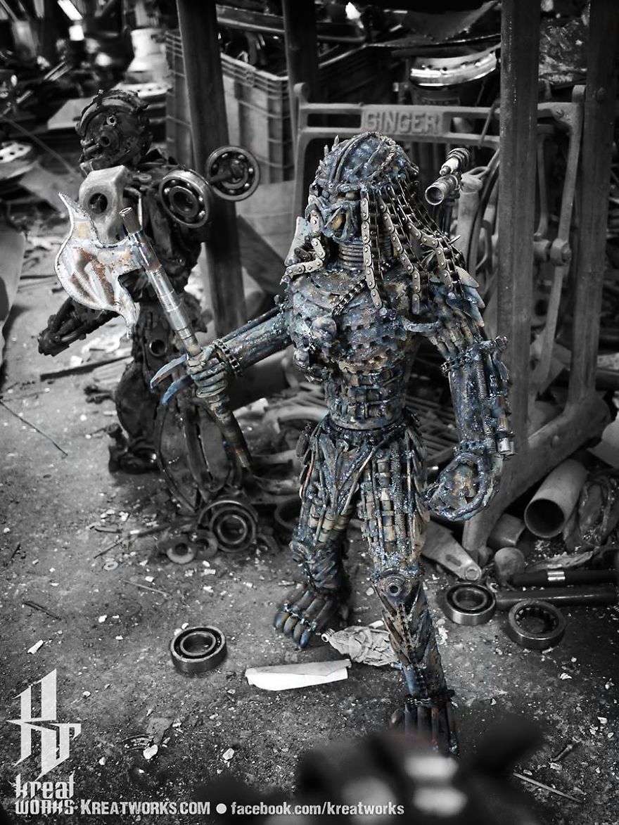 Artists Upcycle Metal Scrap Into Sculptures Of Famous Movie Characters