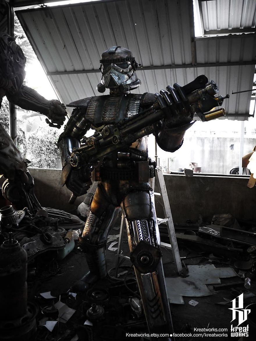 Artists Upcycle Metal Scrap Into Sculptures Of Famous Movie Characters