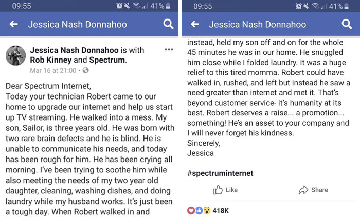 This Mom Wants A Salary Raise For The Technician Who Took Care Of Her Crying Blind Baby, While Doing His Job This Mom Wants A Salary Raise For The Technician Who Took Care Of Her Crying Blind Baby, While Doing His Job
