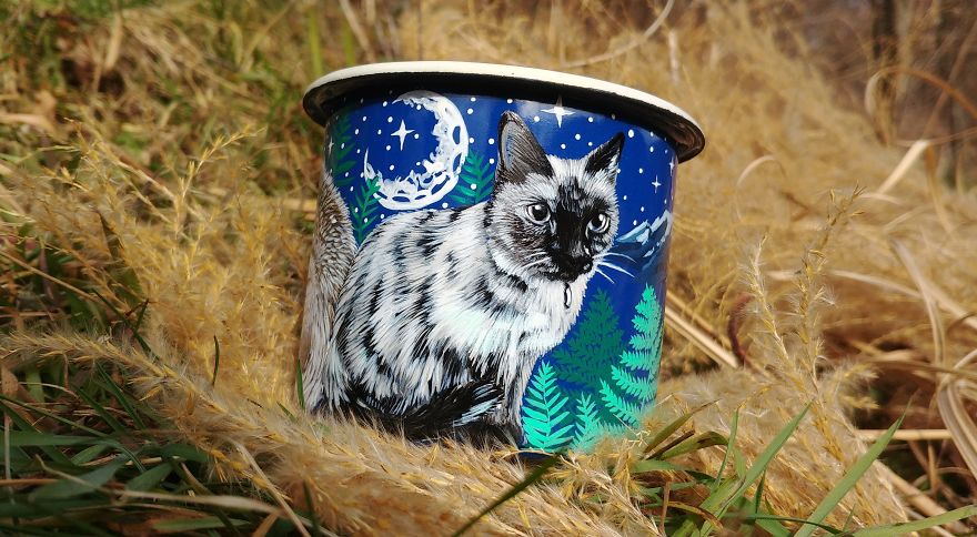 I Hand Paint Your Beloved Pets Into Magical Nature Scenes On Mugs I Hand Paint Your Beloved Pets Into Magical Nature Scenes On Mugs