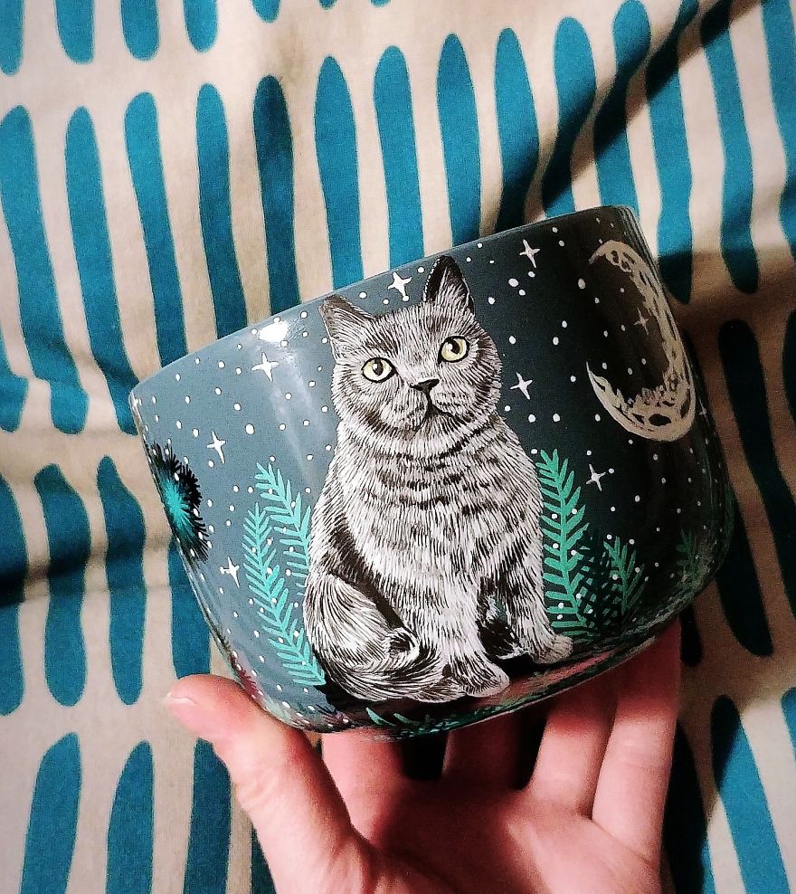 I Hand Paint Your Beloved Pets Into Magical Nature Scenes On Mugs I Hand Paint Your Beloved Pets Into Magical Nature Scenes On Mugs