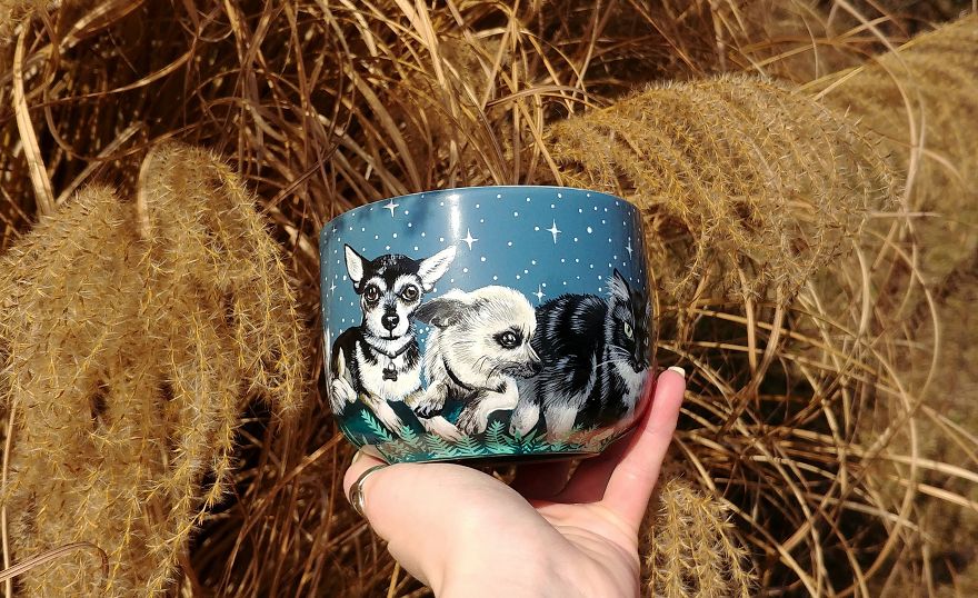 I Hand Paint Your Beloved Pets Into Magical Nature Scenes On Mugs I Hand Paint Your Beloved Pets Into Magical Nature Scenes On Mugs