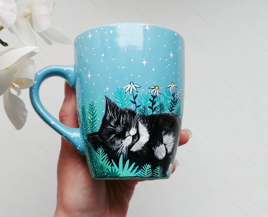 I Hand Paint Your Beloved Pets Into Magical Nature Scenes On Mugs I Hand Paint Your Beloved Pets Into Magical Nature Scenes On Mugs