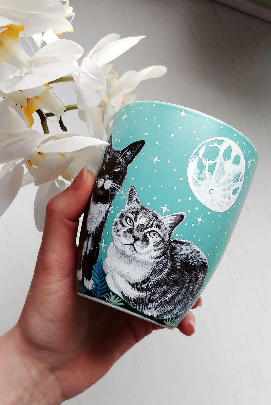 I Hand Paint Your Beloved Pets Into Magical Nature Scenes On Mugs I Hand Paint Your Beloved Pets Into Magical Nature Scenes On Mugs