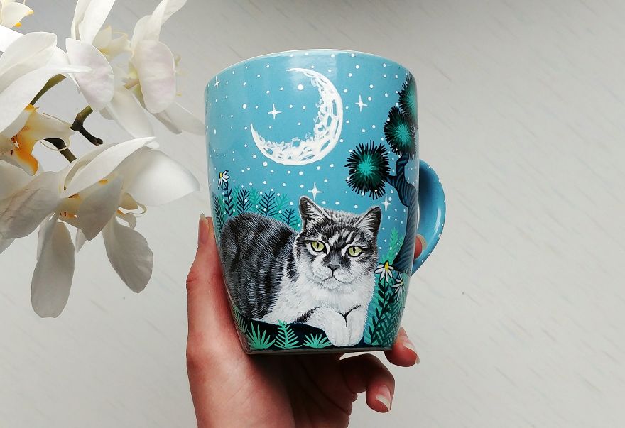 I Hand Paint Your Beloved Pets Into Magical Nature Scenes On Mugs I Hand Paint Your Beloved Pets Into Magical Nature Scenes On Mugs