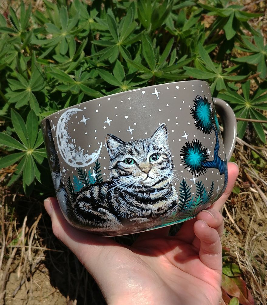 I Hand Paint Your Beloved Pets Into Magical Nature Scenes On Mugs I Hand Paint Your Beloved Pets Into Magical Nature Scenes On Mugs