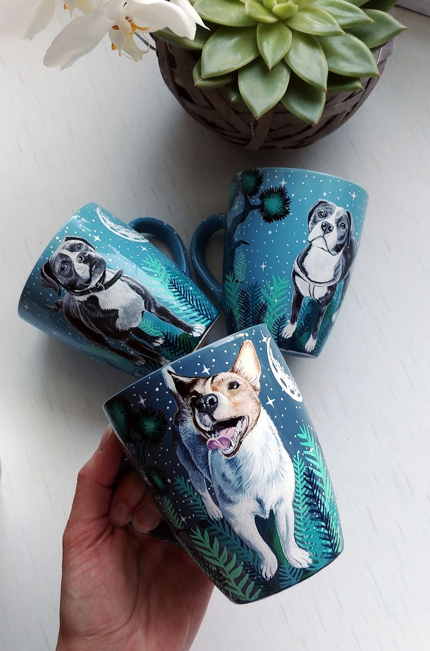 I Hand Paint Your Beloved Pets Into Magical Nature Scenes On Mugs I Hand Paint Your Beloved Pets Into Magical Nature Scenes On Mugs