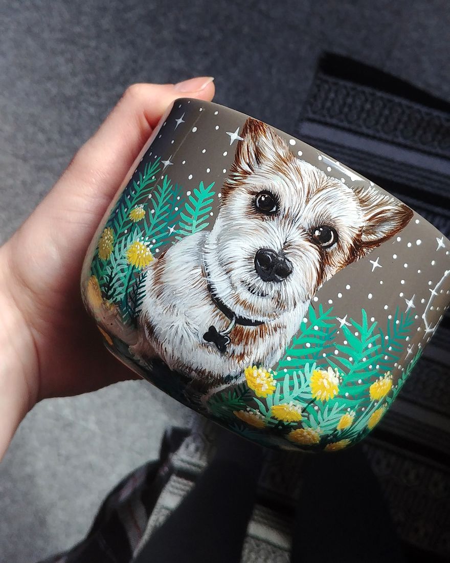 I Hand Paint Your Beloved Pets Into Magical Nature Scenes On Mugs I Hand Paint Your Beloved Pets Into Magical Nature Scenes On Mugs