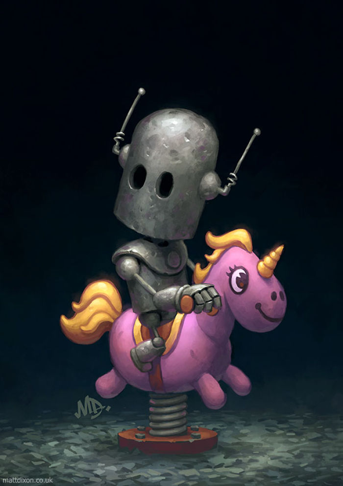 Lonely Robots Experiencing The Quiet Wonder Of The World (New Illustrations)