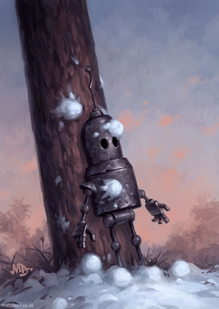 Lonely Robots Experiencing The Quiet Wonder Of The World (New Illustrations)