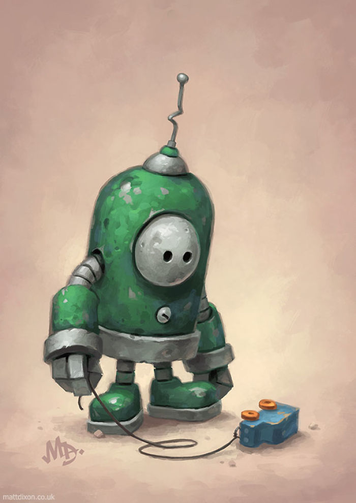 Lonely Robots Experiencing The Quiet Wonder Of The World (New Illustrations)