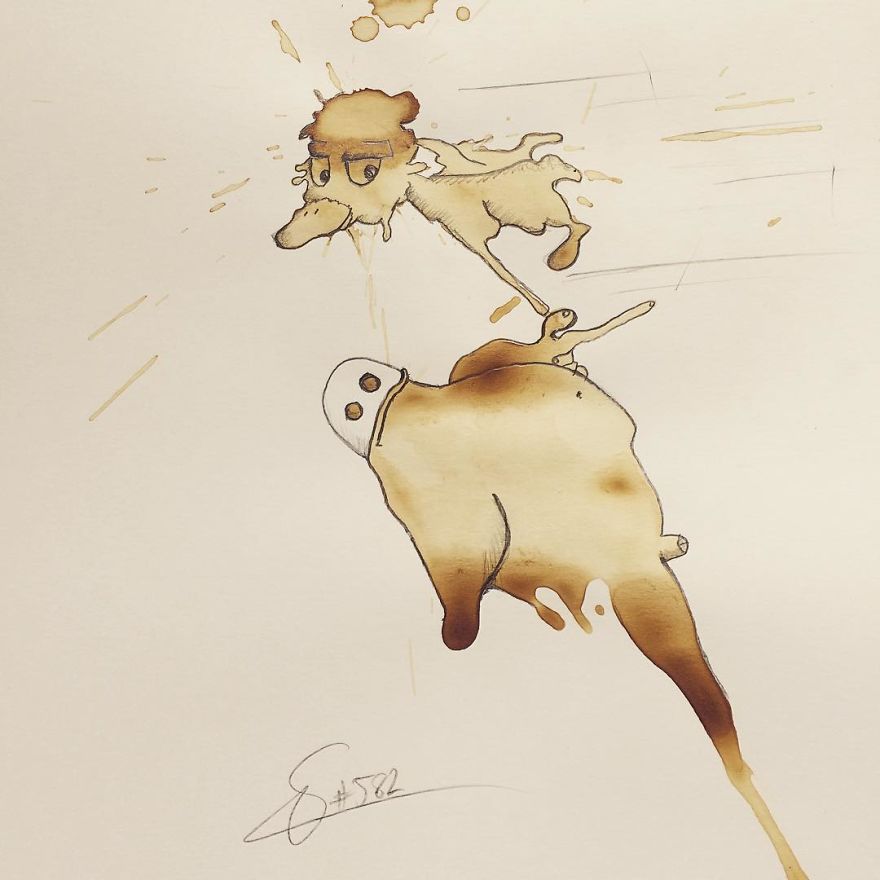 Artist Imagines Spilled Coffee As Monsters (New Pics) Artist Imagines Spilled Coffee As Monsters (New Pics)