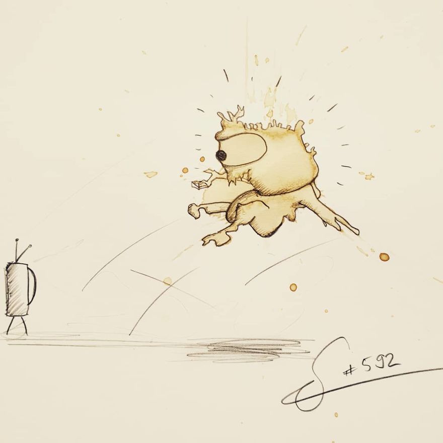 Artist Imagines Spilled Coffee As Monsters (New Pics) Artist Imagines Spilled Coffee As Monsters (New Pics)