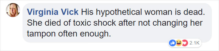 Man Tells Women To Stop Whining About Tampon Prices Cause They Only Need 7 Per Period, Gets Roasted Immediately Man Tells Women To Stop Whining About Tampon Prices Cause They Only Need 7 Per Period, Gets Roasted Immediately