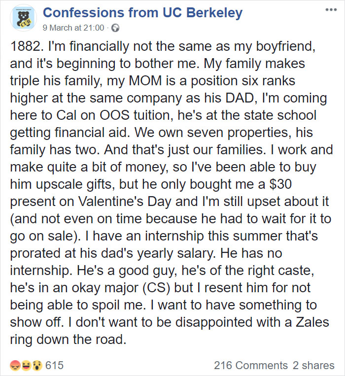 Rich Girl Confesses She Resents Her Boyfriend Because He Can&#8217;t Spoil Her, Gets Shut Down With Responses