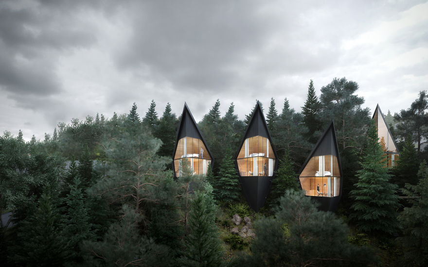 Architect Designs Sustainable Futuristic Tree Houses In Italian Forest Architect Designs Sustainable Futuristic Tree Houses In Italian Forest