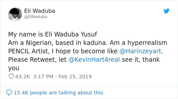 Talented Young Artist Draws Incredibly Realistic Portrait Of Kevin Hart, Can’t Believe He Actually Responds On Twitter Talented Young Artist Draws Incredibly Realistic Portrait Of Kevin Hart, Can’t Believe He Actually Responds On Twitter