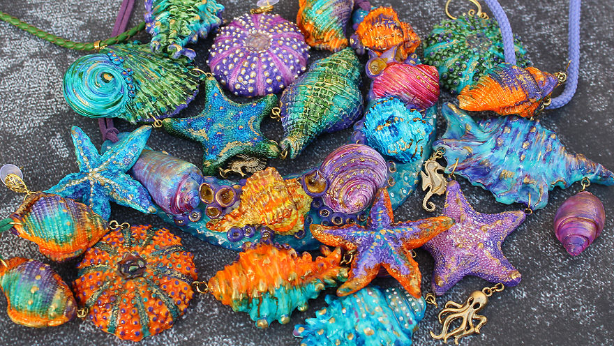 Colorful Seashells From Polymer Clay Colorful Seashells From Polymer Clay