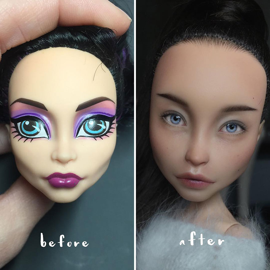 Ukrainian Artist Continues To Remove Makeup From Dolls To Repaint Them In A Very Realistic Way (New Pics)