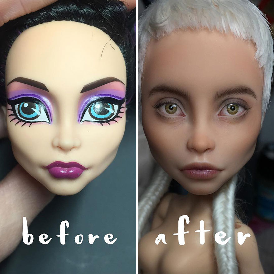 Ukrainian Artist Continues To Remove Makeup From Dolls To Repaint Them In A Very Realistic Way (New Pics)