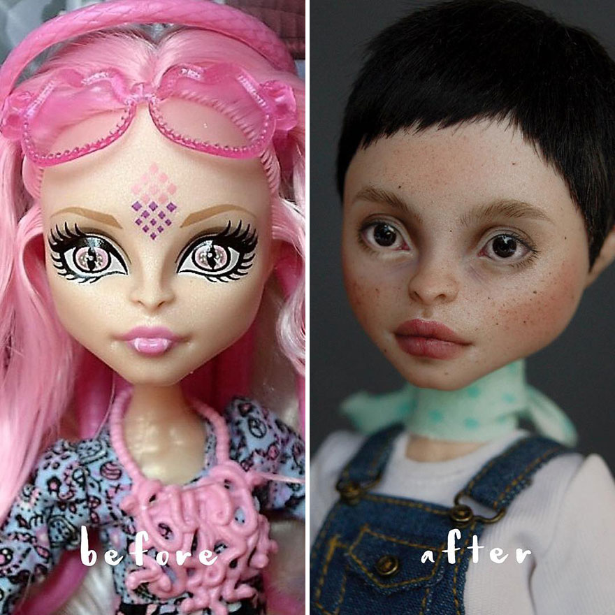 Ukrainian Artist Continues To Remove Makeup From Dolls To Repaint Them In A Very Realistic Way (New Pics)
