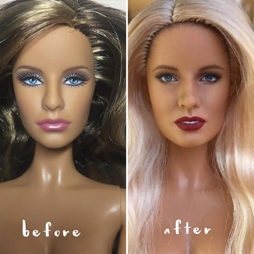 Ukrainian Artist Continues To Remove Makeup From Dolls To Repaint Them In A Very Realistic Way (New Pics)