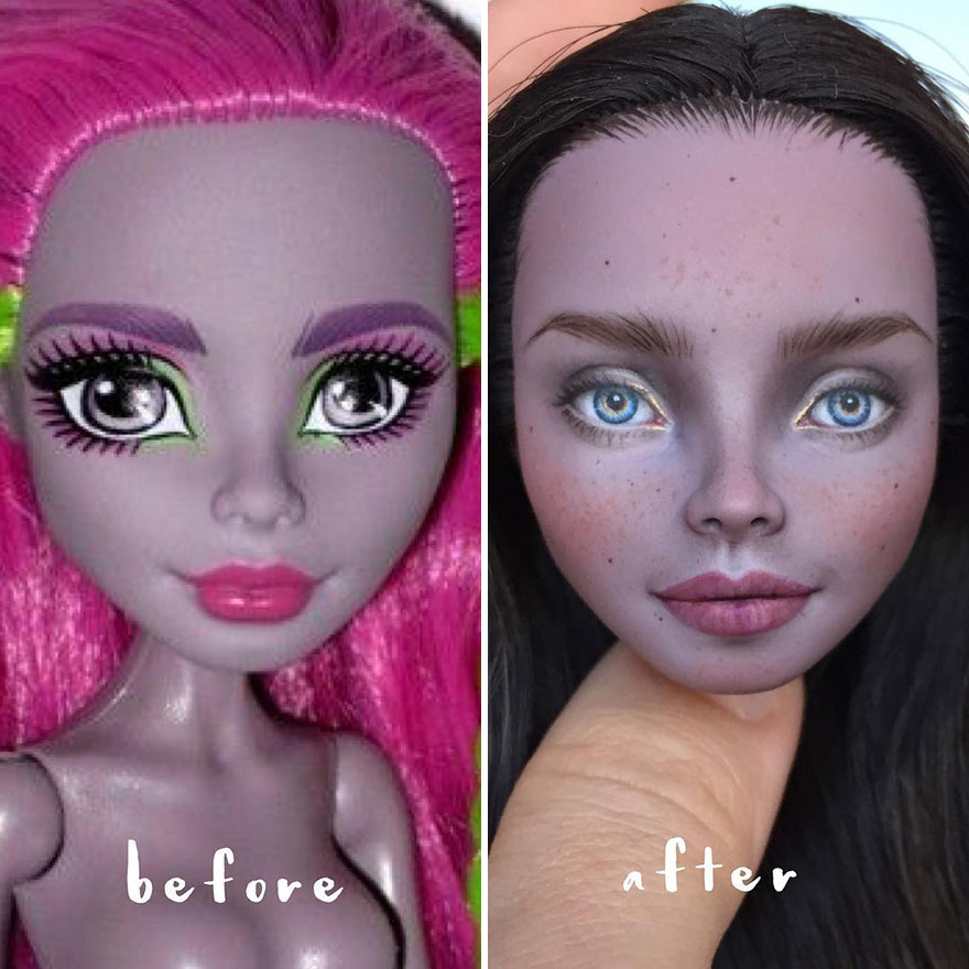Ukrainian Artist Continues To Remove Makeup From Dolls To Repaint Them In A Very Realistic Way (New Pics)