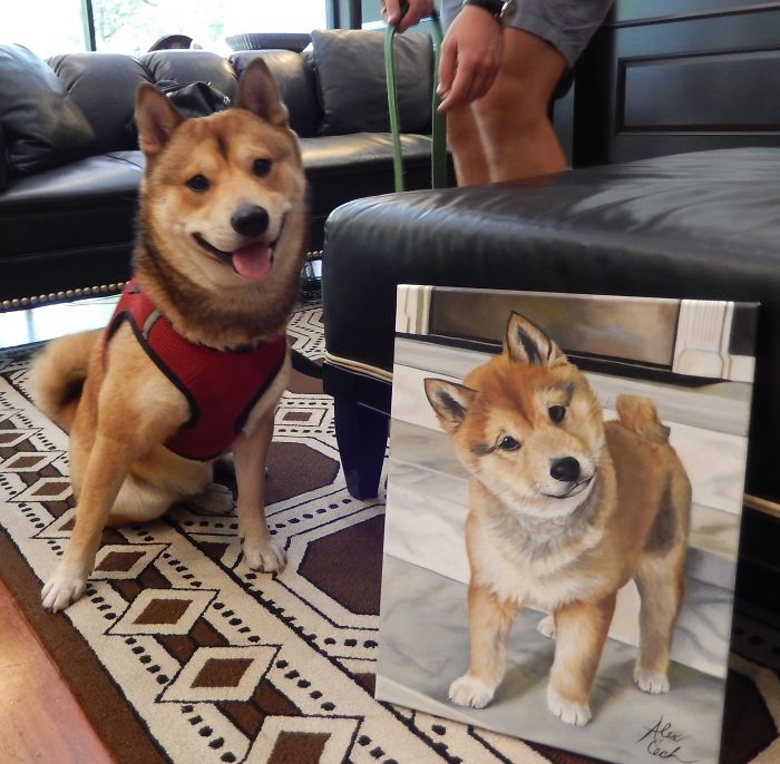 I Paint Custom Pet Portraits And Seeing Them With Their Paintings Is Definitely The Best Thing (11 Pics) I Paint Custom Pet Portraits And Seeing Them With Their Paintings Is Definitely The Best Thing (11 Pics)