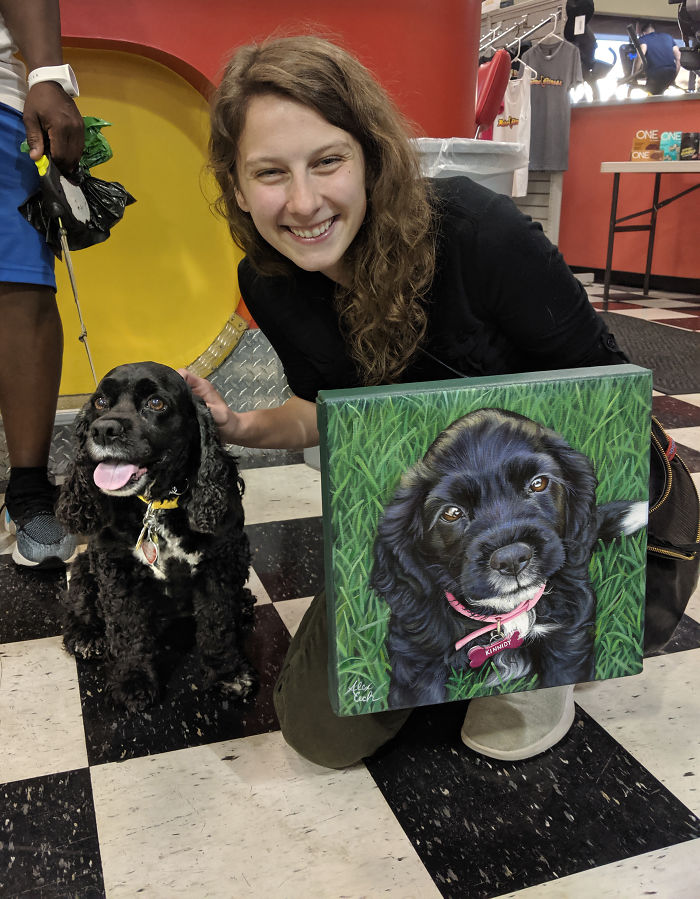 I Paint Custom Pet Portraits And Seeing Them With Their Paintings Is Definitely The Best Thing (11 Pics) I Paint Custom Pet Portraits And Seeing Them With Their Paintings Is Definitely The Best Thing (11 Pics)