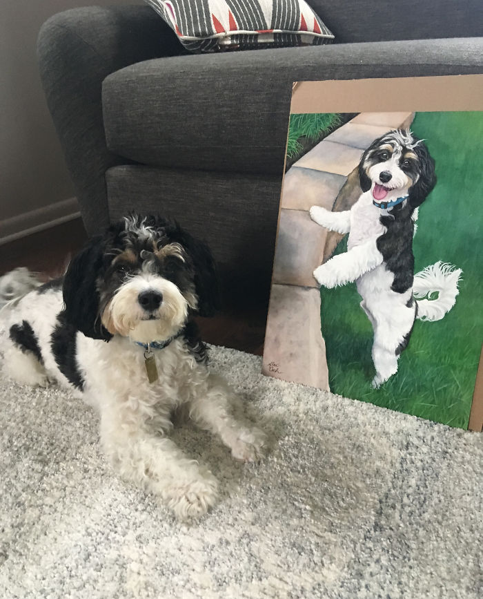 I Paint Custom Pet Portraits And Seeing Them With Their Paintings Is Definitely The Best Thing (11 Pics) I Paint Custom Pet Portraits And Seeing Them With Their Paintings Is Definitely The Best Thing (11 Pics)