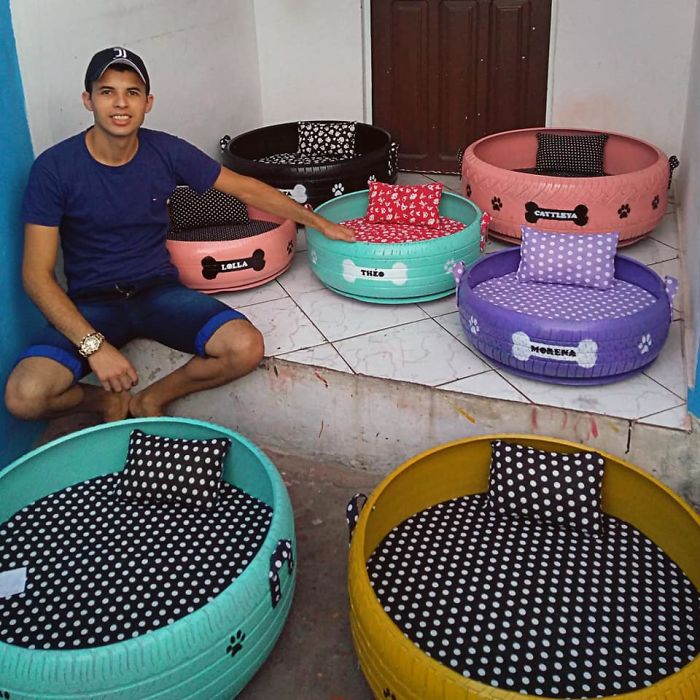 Brazilian Artist Uses The Used Tires That People Throw In The Streets To Create Beds For Animals