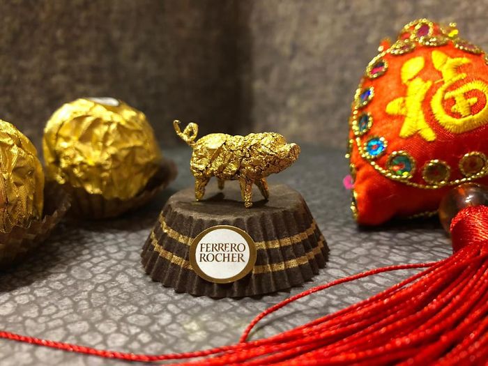 Chinese Artist Creates Tiny Sculptures Using Ferrero Rocher Packaging (28 Pics)