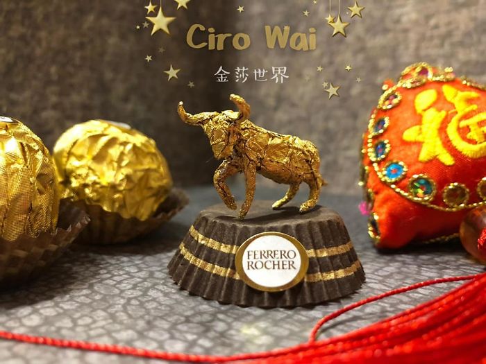Chinese Artist Creates Tiny Sculptures Using Ferrero Rocher Packaging (28 Pics)