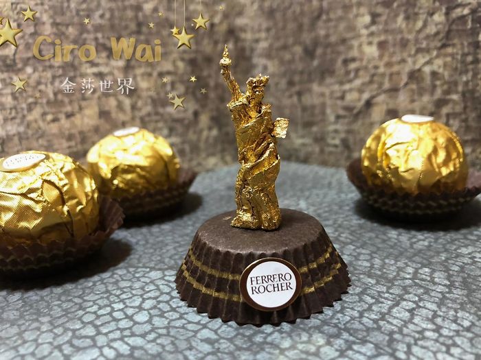 Chinese Artist Creates Tiny Sculptures Using Ferrero Rocher Packaging (28 Pics)