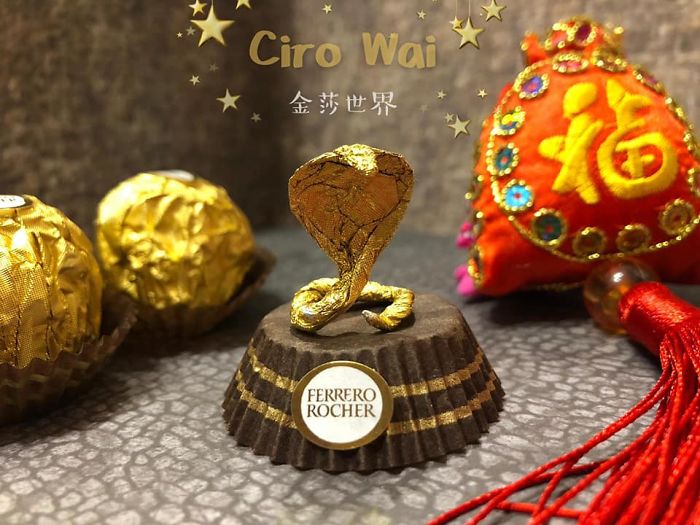 Chinese Artist Creates Tiny Sculptures Using Ferrero Rocher Packaging (28 Pics)