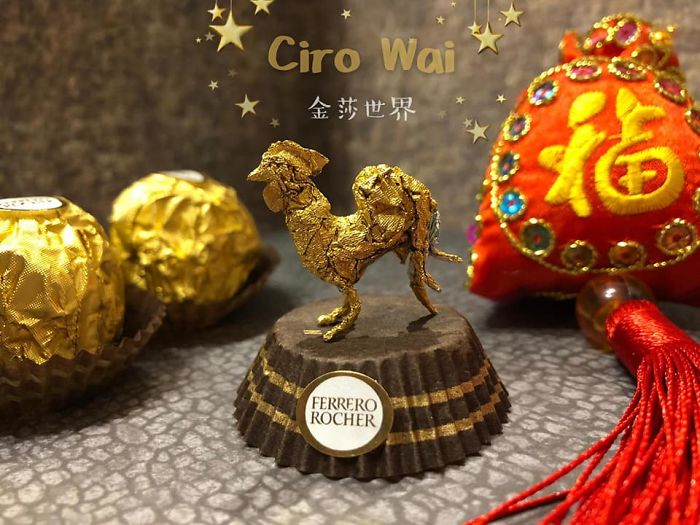 Chinese Artist Creates Tiny Sculptures Using Ferrero Rocher Packaging (28 Pics)