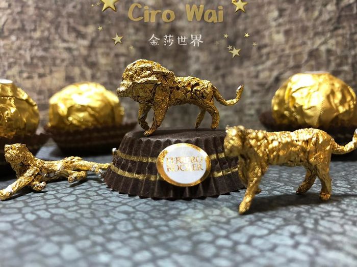 Chinese Artist Creates Tiny Sculptures Using Ferrero Rocher Packaging (28 Pics)