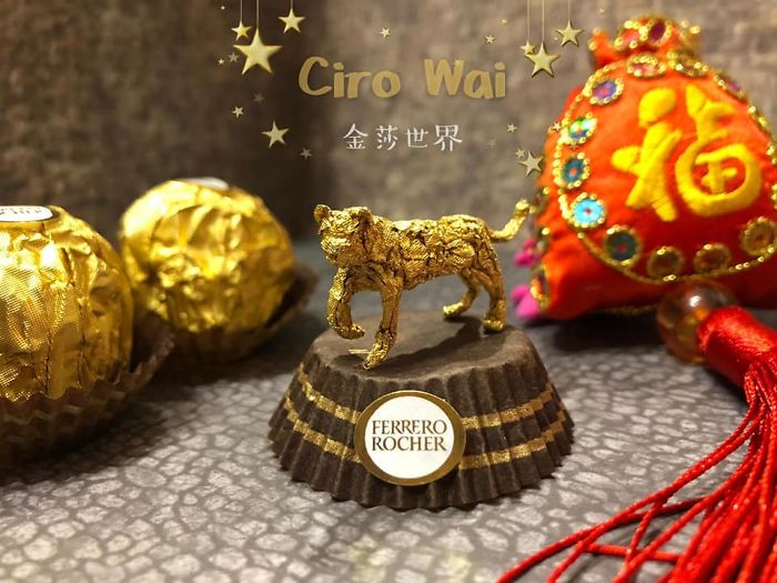 Chinese Artist Creates Tiny Sculptures Using Ferrero Rocher Packaging (28 Pics)