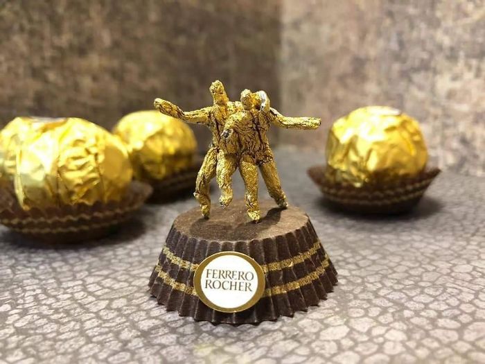 Chinese Artist Creates Tiny Sculptures Using Ferrero Rocher Packaging (28 Pics)